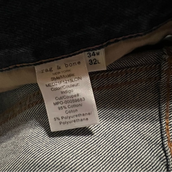 Rag and Bone fit 3 Classic Relaxed Jeans W36xL32 Indigo NWT 34X32 - Picture 8 of 9